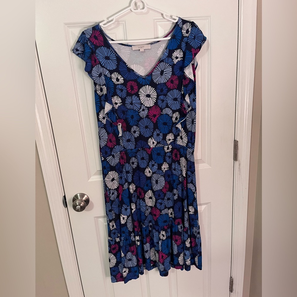 Loft firework print elastic waist dress